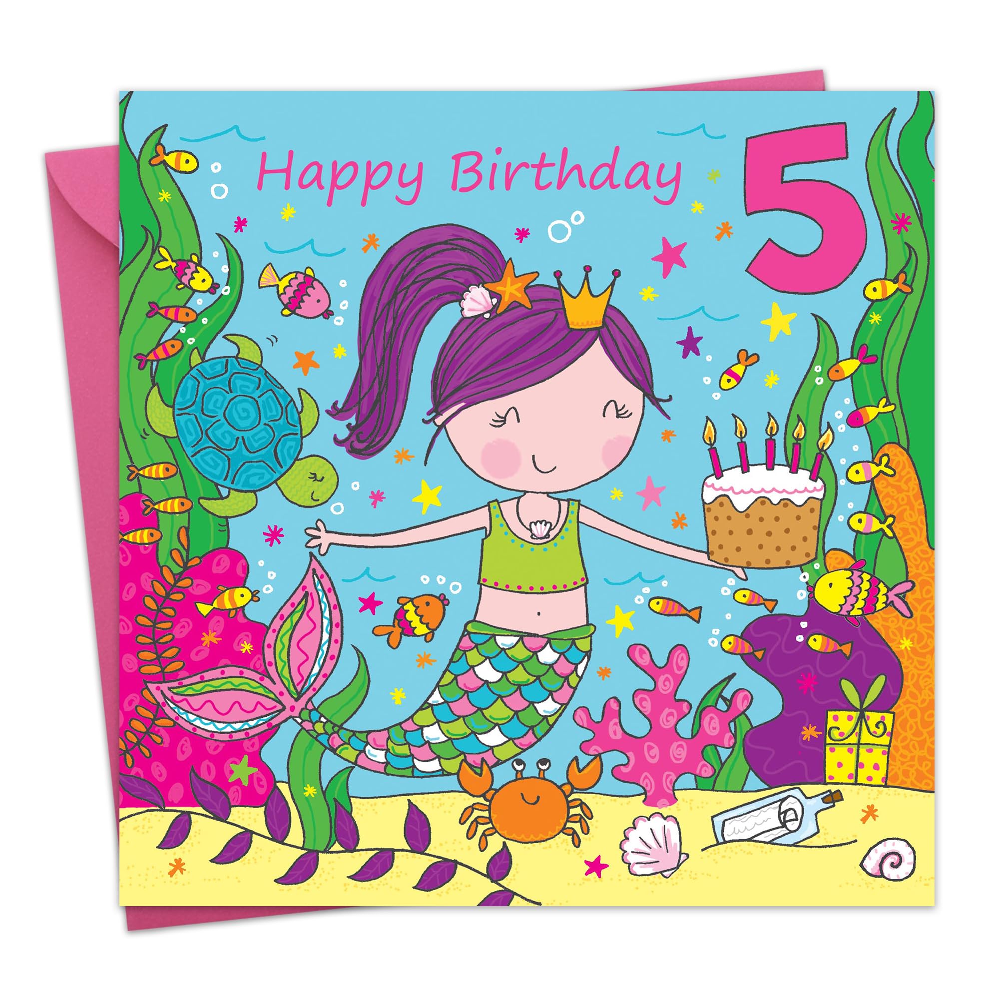 Amazon | Twizler 5歳の誕生日カード マーメイドの女の子 – 5歳
